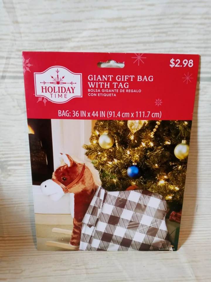 Large Gift SANTA SACK Buffalo Check Christmas Winter Gift Bags 36x44" Plaid
