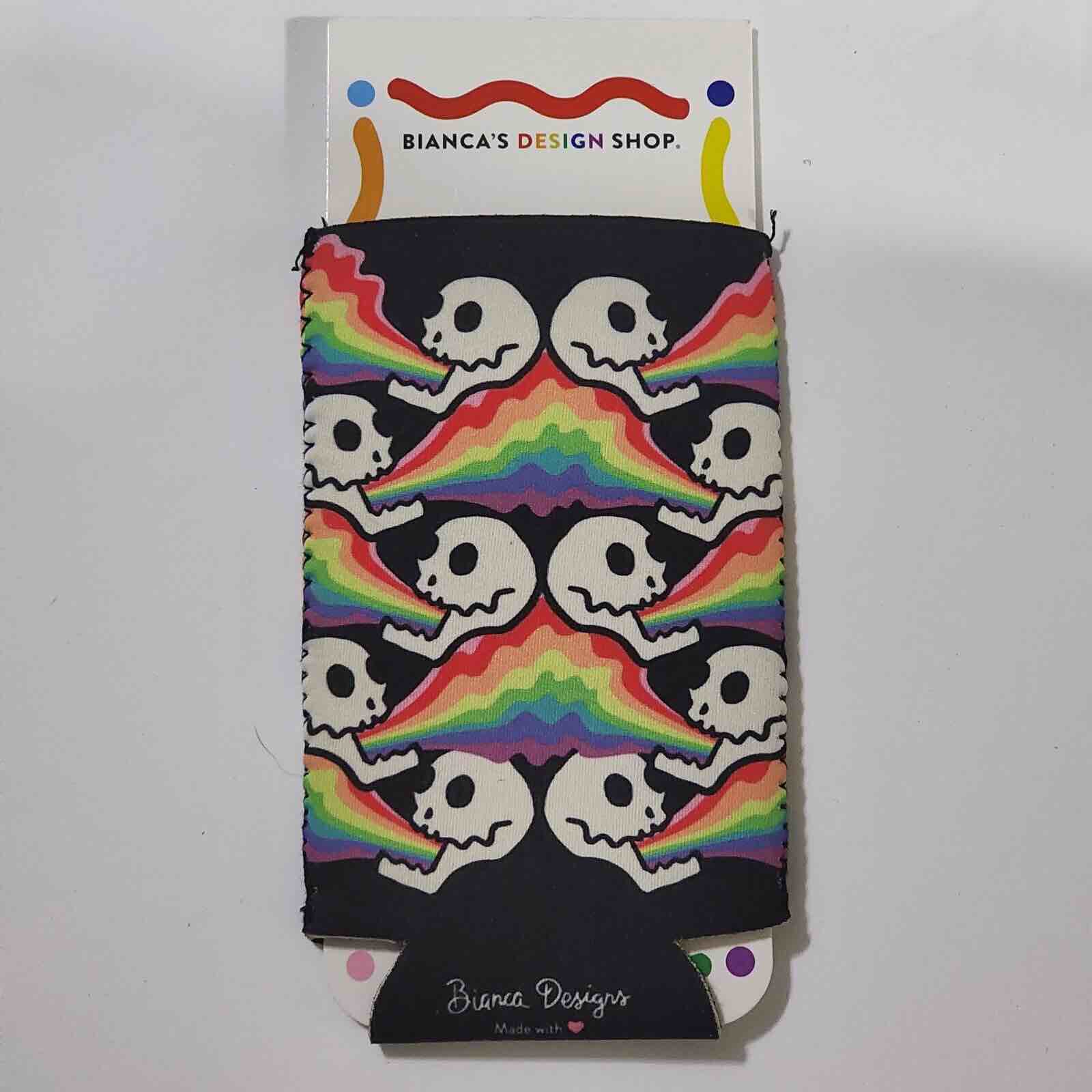 Bianca's Design Shop Skull Head Vomiting Rainbow Gay Pride Interest Drink Koozie