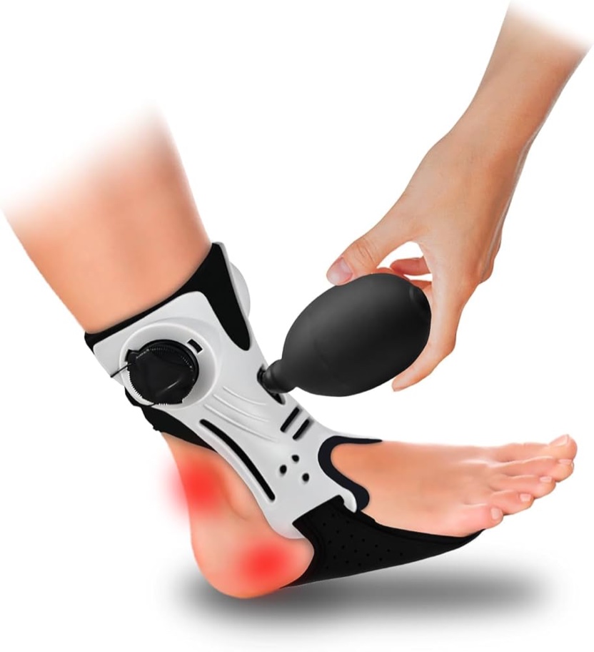 VikYel Plantar Fasciitis Night Splint with Inflatable Airbag for Plantar Fasciitis Relief, Foot Drop and Achilles Tendonitis Brace - Adjustable Orthotic, Fits Women & Men - Right, Black
