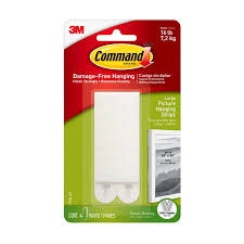 3M Command 17206-ES Picture Hanging Strips, Large, Holds 7.2 Kg. whole pack
