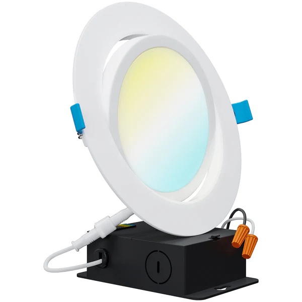 Recessed LED Lighting, 6 Inch, Slim Gimbal, Selectable CCT, 1500 Lumens