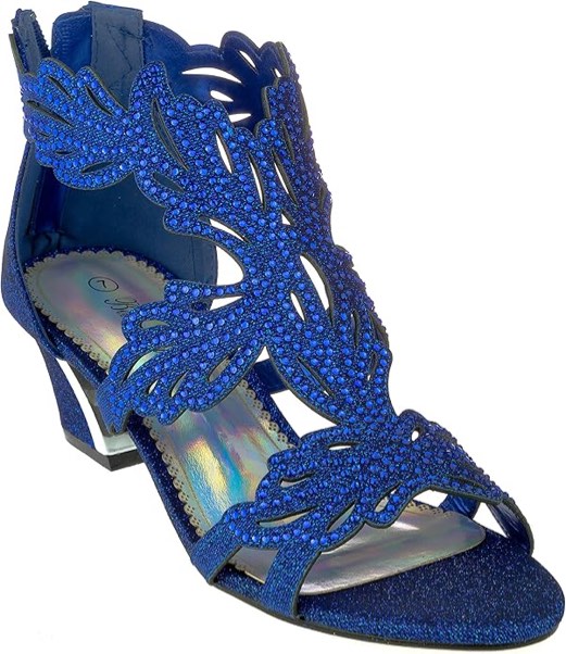 (Size-6.5) womens Heel Sandasl Sparkling Rhinestone Dress-Shoes lime03