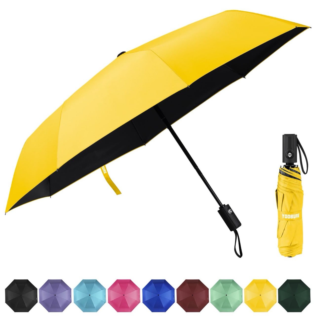 Yoobure Windproof Travel Umbrella, Automatic Umbrellas for Rain, Portable & Compact Umbrella for Backpack, Sun Umbrella for Walking, Folding Small Umbrella for Car, Lightweight Strong UV Protection