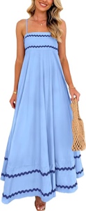(Large) PRETTYGARDEN Women's 2024 Summer Flowy Maxi Dress Casual Sleeveless Spaghetti Strap Ruffle Beach Long Dresses