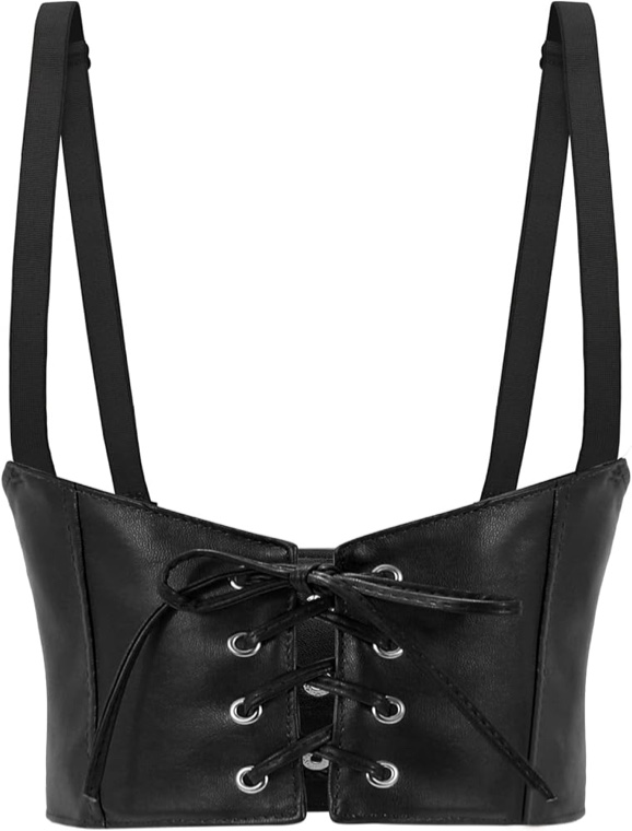 (Size 90cm) SUOSDEY Women Leather UnderBust Corset Vest Belt, Steampunk elastic Waist belt for Cosplay
