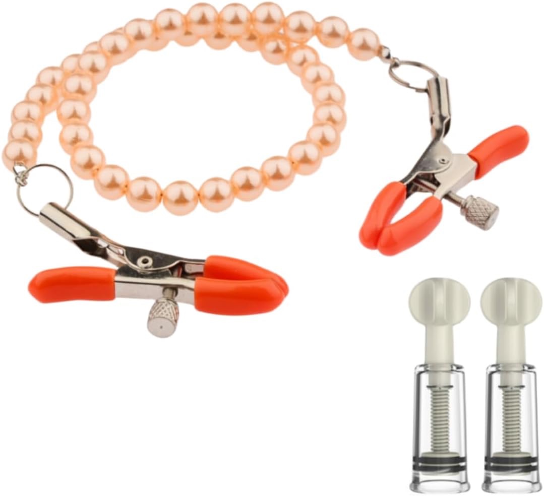 ERUN Nickel Clamps with Nickel Sucker and Nickel Sucker Sequential Pleasure Non Piercing Adjustable Chain Nickel Clip on Jewelry Bread Clamps for Adult Women