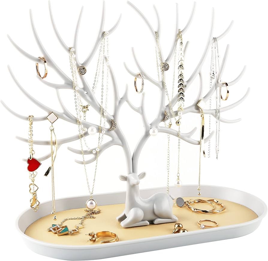 Antler jewelry rack with PU leather, Organizer for Ring Earrings Necklace Bracelet