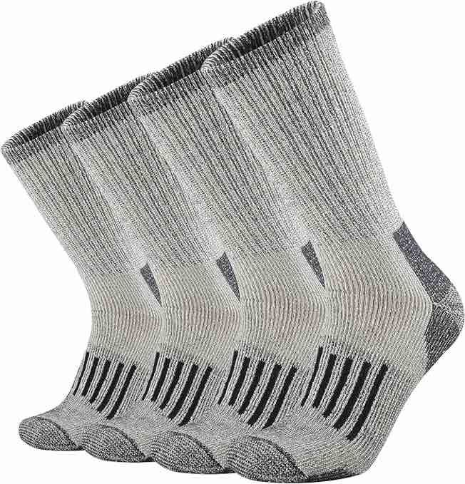 (Large) ONKE Merino Wool Cushion Crew Socks for Men Outdoor Hiking All Seasons Work Boot Heavy Thick Thermal Moisture Wicking Control