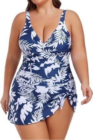 B2prity One Piece Swim Dress Plus Size Tummy Control Swimsuits for Women V Neck Wrap Swimdress Skirt Bathing Suit