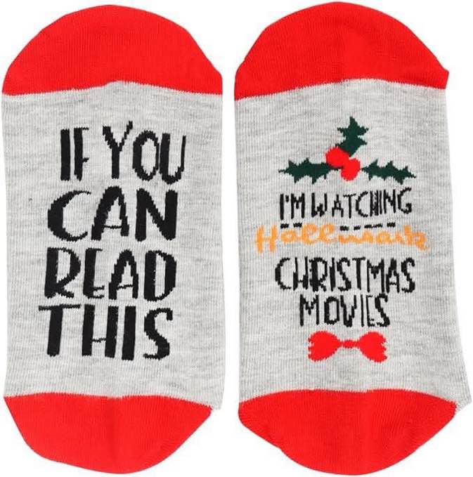 Funny Socks for Men Women - If You Can Read This I'm Watching Christmas Movies Novelty Socks for Christmas Gifts