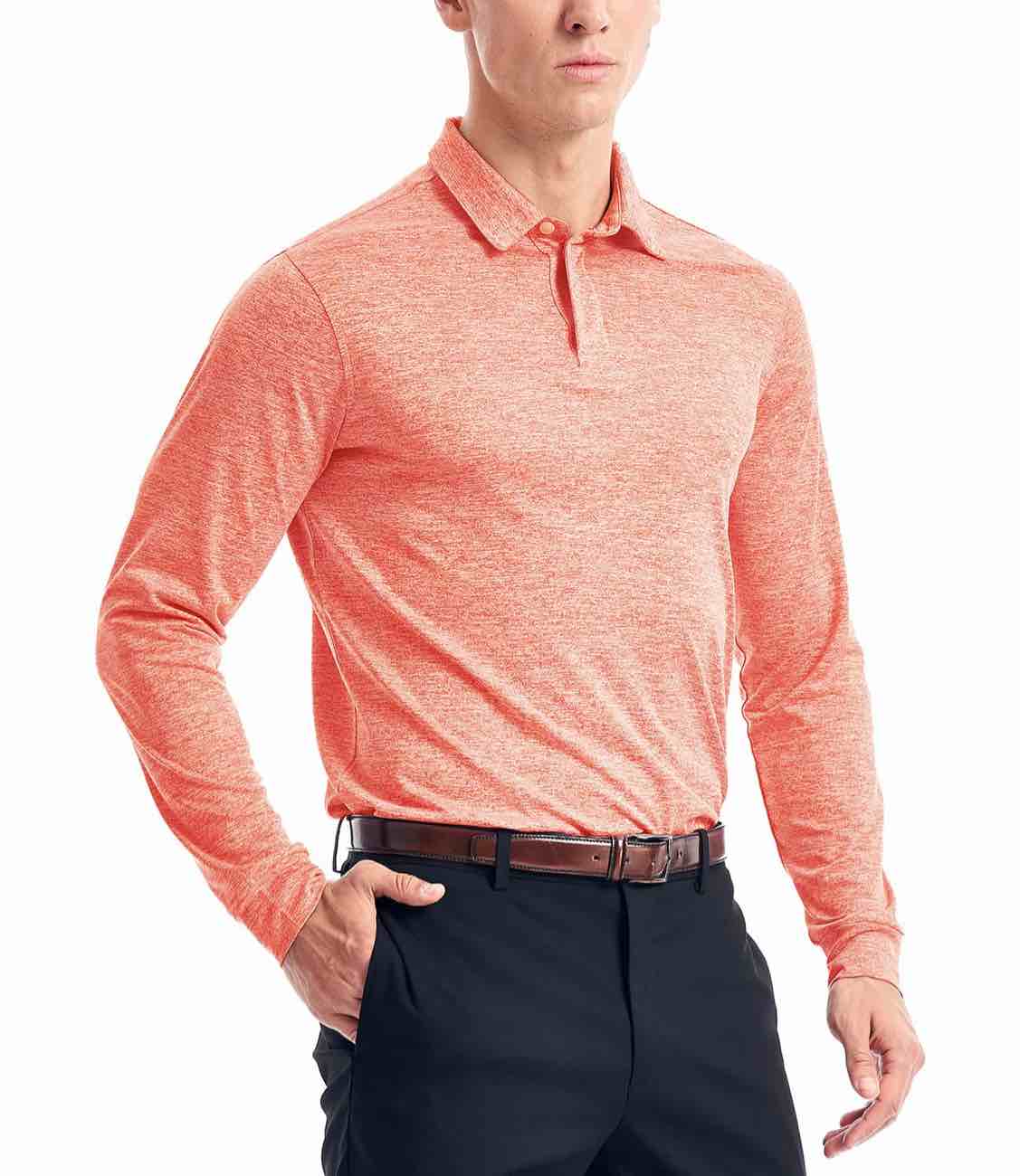 Zengjo Long Sleeve Golf Shirt Men Quick Dry Athletic Fit Casual Collared T-Shirts (XXL)