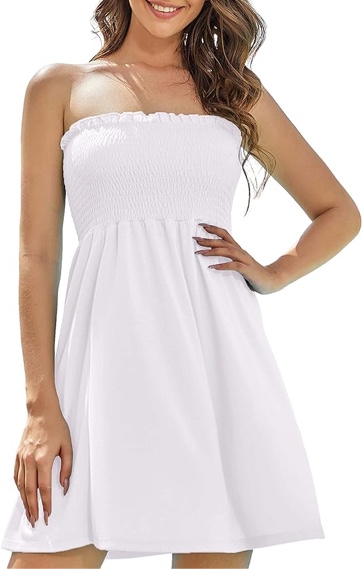 AS ROSE RICH Strapless Dress for Women - Beach Dresses for Women - Tube Top Dress (Medium)