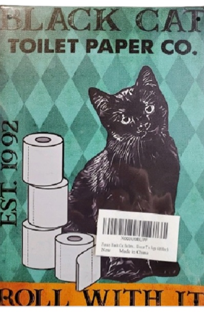 Funny Black Cat Bathroom Metal Tin Sign - Your Butt Napkins My Lady - Vintage Poster Wall Art for Kitchen Garden Bathroom Farm Home Coffee Decor Tin Sign 6X8Inch