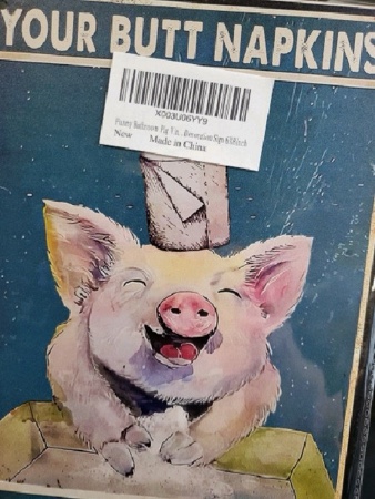 Funny Bathroom Pig Vintage Metal Tin Sign - Your Butt Napkins My Lady - Vintage Toilet Wall Art Poster Decor Home Cave Bar Home Bathroom Wall Decoration Sign 6X8Inch