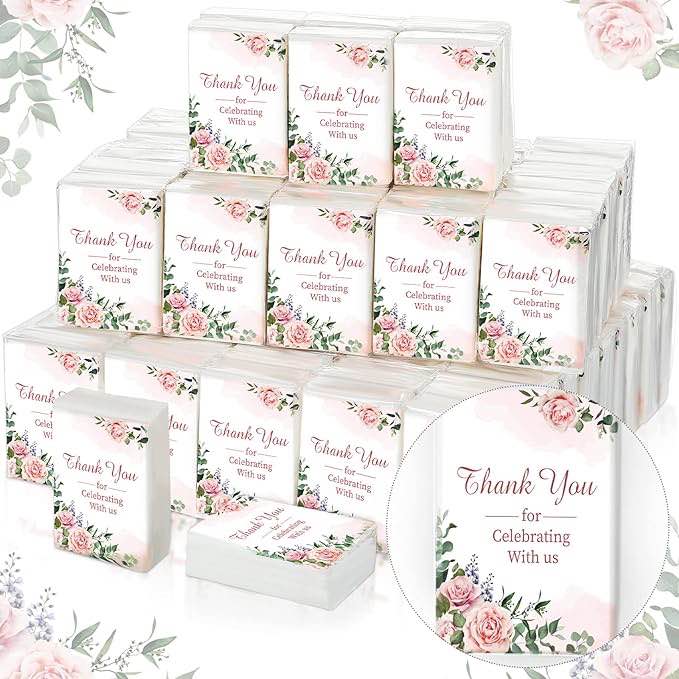 100 Pack Wedding Facial Tissues Items Welcome Bags Pocket Tissues Mini Tissues Travel Size Wedding Favors for Guests 
