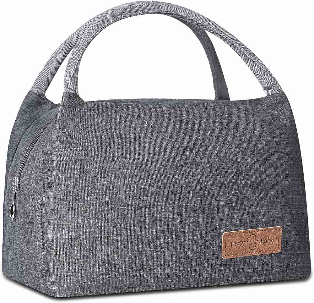 LADDERU Lunch Bag Women Insulated Lunch Bag Reusable Tote Bag for Office Work Picnic Beach Travel (Grey)