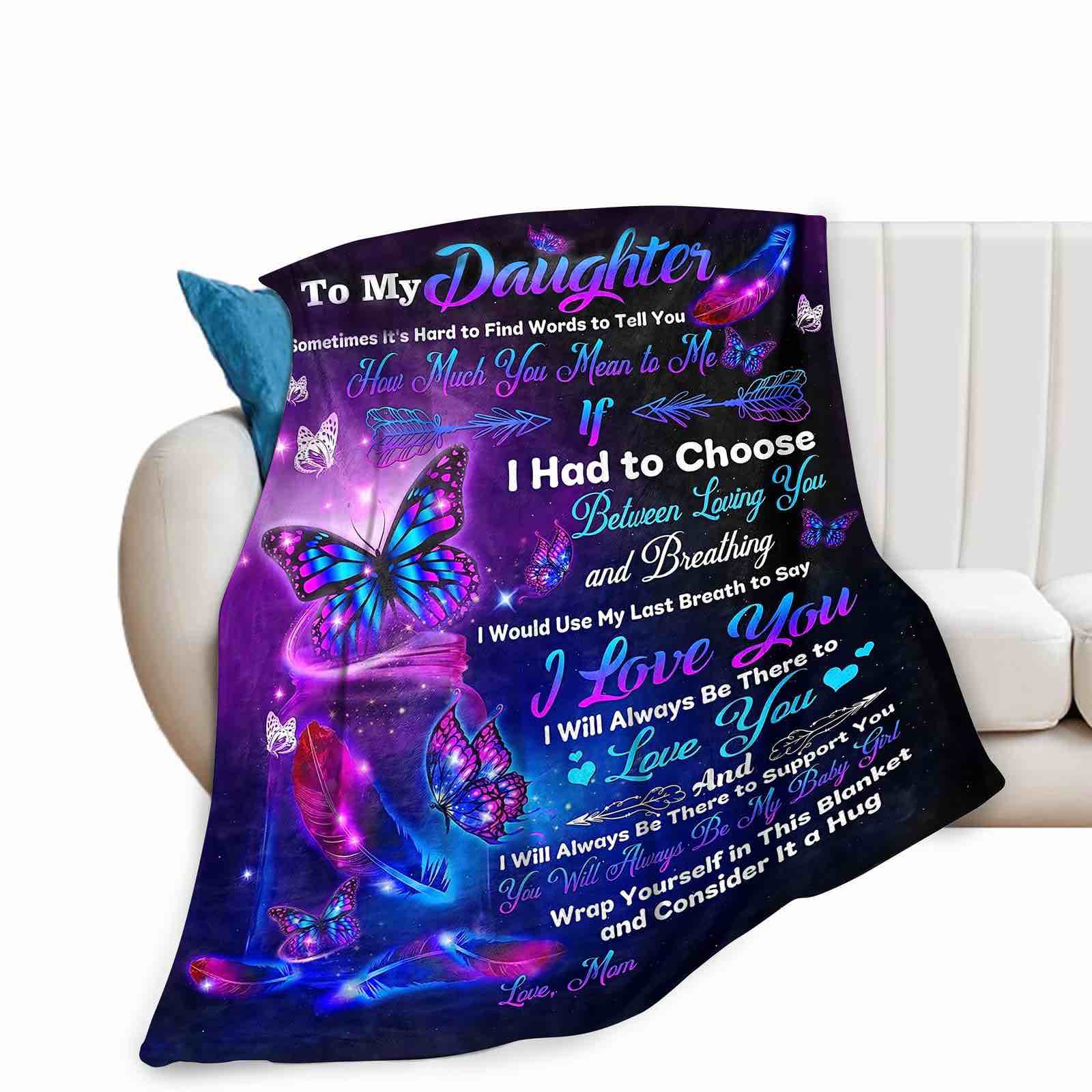 Y·JIANG Butterfly Blanket Gifts to My Daughter for Kids Girls Gifts for Butterfly Lovers Warm Lightweight Christmas Birthday Gifts Purple Soft Cozy for Couch Bed Chair Sofa Livingroom Decor 50"x60"