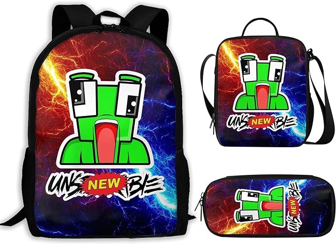 3pcs Fuuny Cartoon Anime Backpack Set Sports Casual Travel Three In One Backpack Set 05
