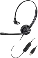 USB Headset with Microphone for PC, Computer Headset with Microphone Noise Cancelling, Ultra Light Binaural USB Headphones for Laptop with Mute Volume Control Switch for Zoom Skype Call Center Office