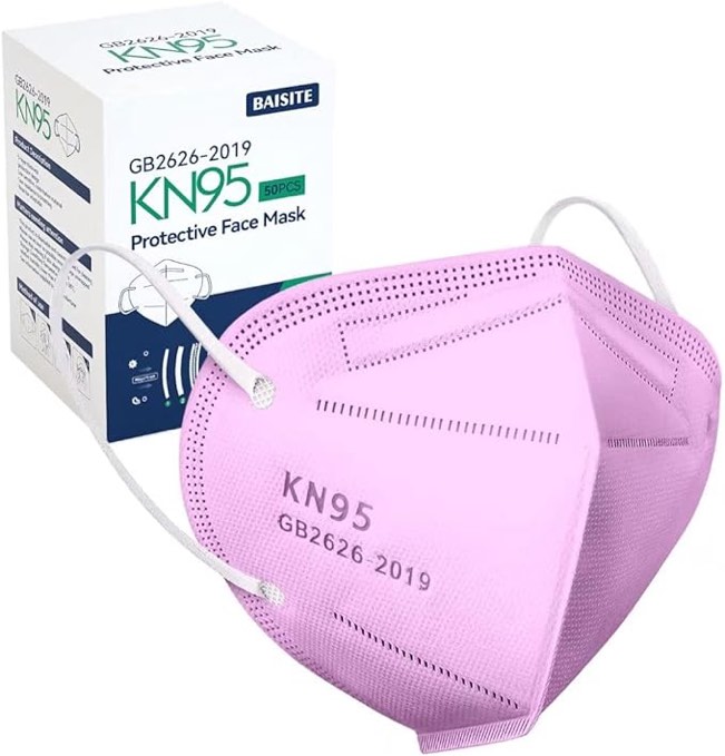 BAISITE KN95 Face Masks 50PCS,Mask Disposable KN95 for Audlts 5-Ply Protection Breathable Multi Color 2