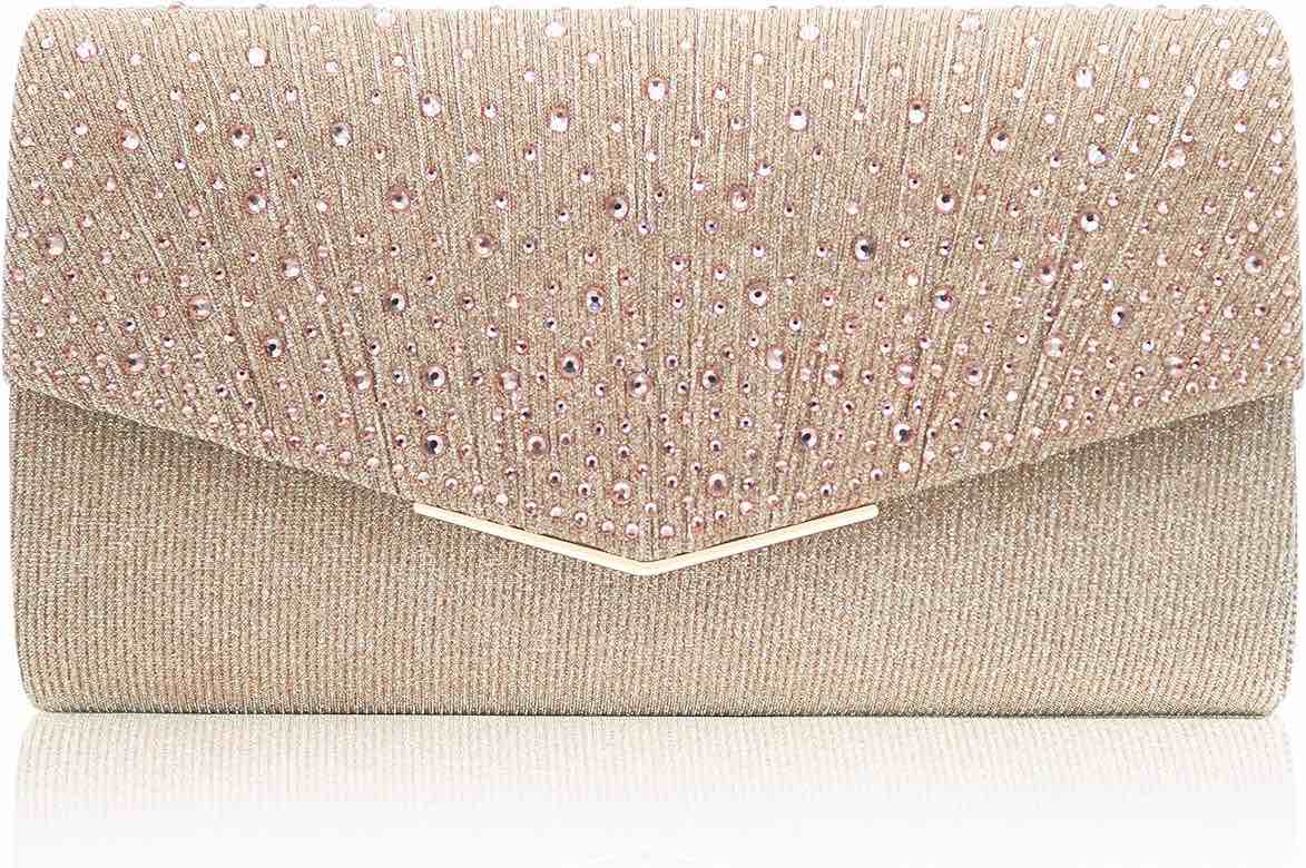 OOTD LAND Womens Evening Bag Glitter Clutch Purse for Wedding Party with Rhinestone