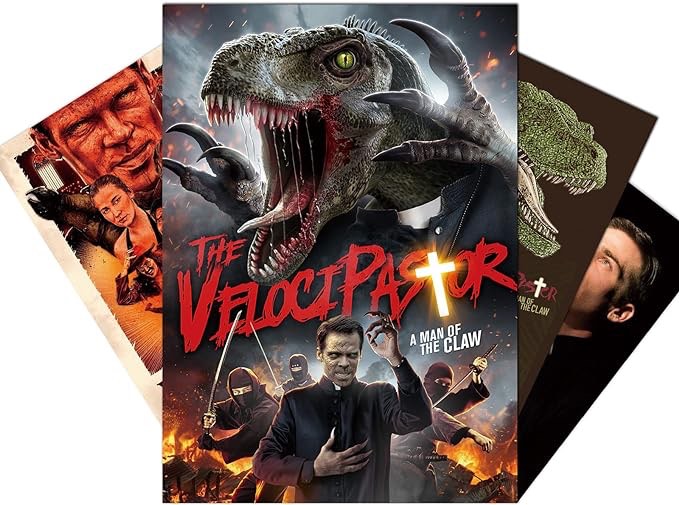 The VelociPastor Movie Poster Wall Art Decor Print Set of 4 Vintage Horror Movie Posters Living Room Bedroom Wall Decoration (10"x14"-UNFRAMED) Gift Set for Fans Girls and Boys