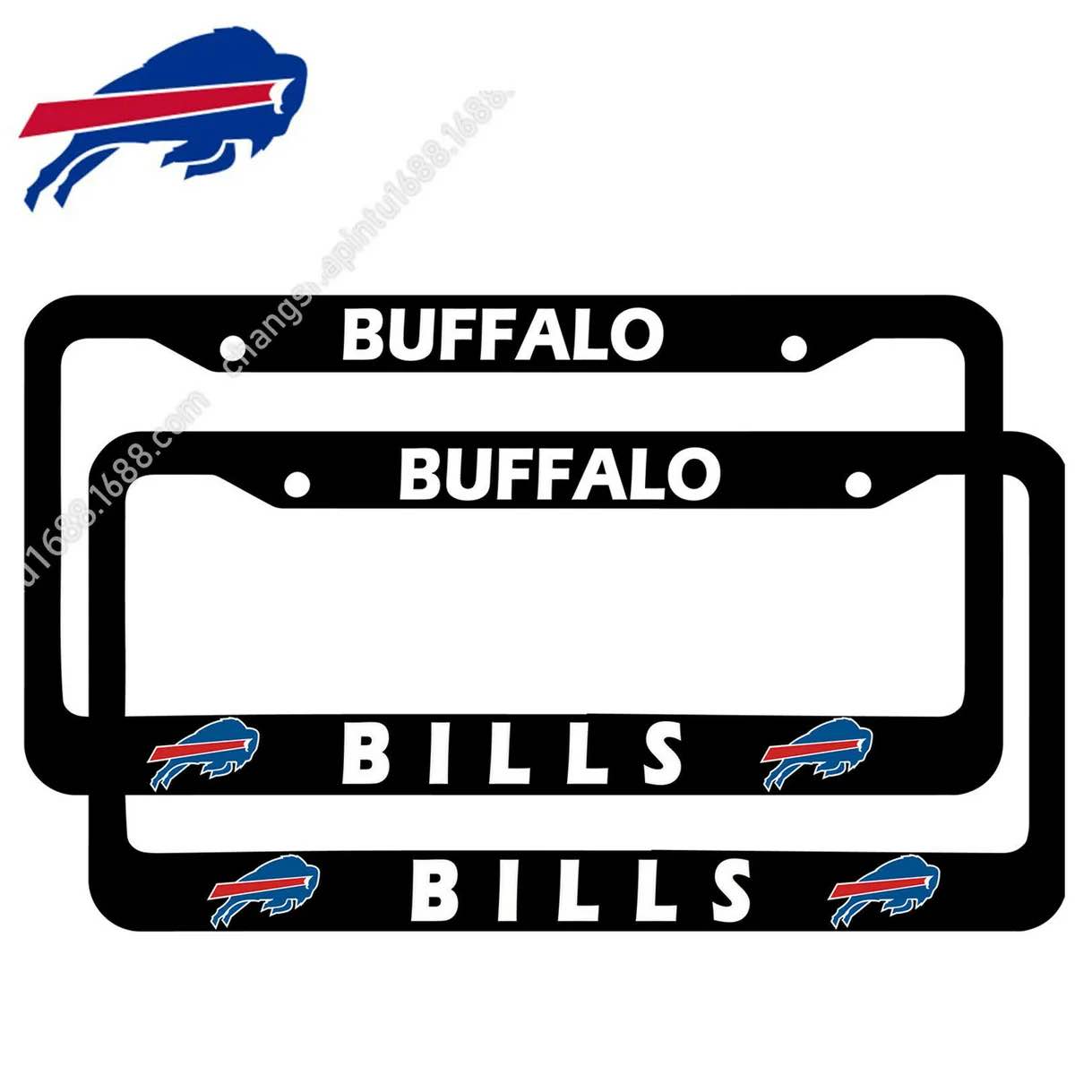 2 Pack for Bills License Plate Frames Black,Carbon Fiber Weatherproof Tag Plate Cover,Universal American Motors License Frames Cover