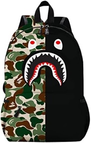DAEREUTI Camo Shark Backpack Cartoon Lightweight Backbag Gift 16 Inch Funny Waterproof Travel Lightweight Laptop Backpack