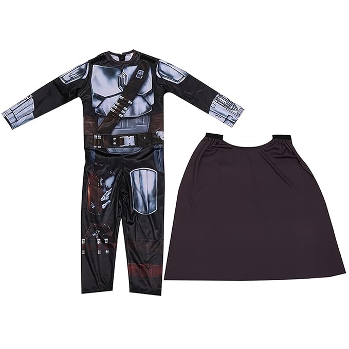 iminfit Star Wars Mandalorian Costume Kids Mandalorian Costume with Helmet and Cloak for Children Halloween Cosplay