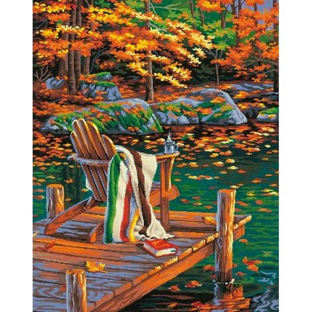 Foxdiviy Stamped Cross Stitch Kits Full Range of Embroidery Needlework Starter Kits for Beginners Adults 11CT Embroidery Patterns Art Crafts DIY Needlepoint Kits-Autumn Rest 15.7x19.7 inch