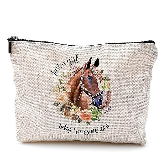 AIEVFU Horse Gifts For Girls?Horse Stuff?Horse Gifts?Horse Gifts For Women?Gifts For Horse Lovers?Just A Girl Who Lovers Horses Makeup Bag