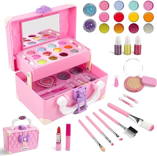 Pecosso Kids Makeup Set for Girls,Washable Makeup Toy Set for Little Girl Age 3 4 5 6 7 8 9 10 Years Makeup Toys Gifts for Christmas Birthday Kids Play Game