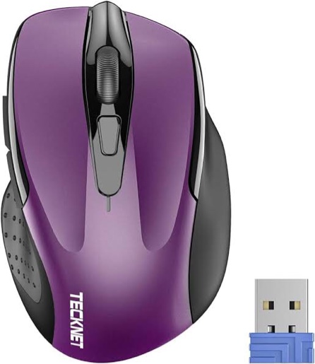 TECKNET Wireless Mouse, Pro 2.4G Ergonomic Wireless Optical Mouse with USB Nano Receiver for Laptop,PC,Computer,Chromebook,Notebook,6 Buttons,24 Months Battery Life, 2600 DPI, 5 Adjustment Levels