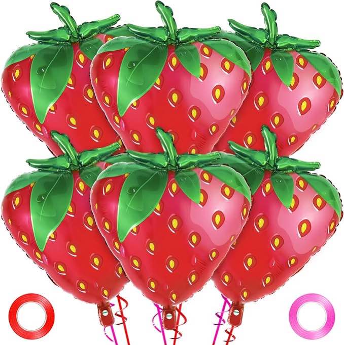 32Pcs Strawberry Birthday Party Balloons for Party Decorations