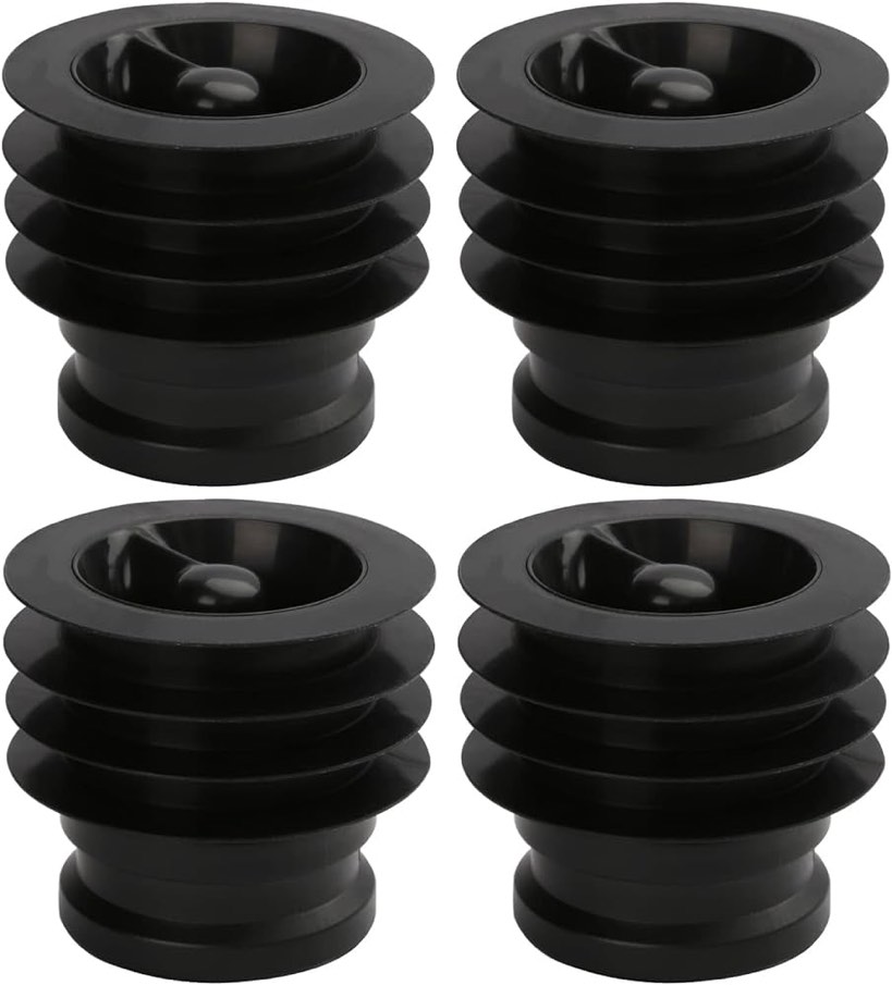 Waterless Drain Trap Seal for Floor Drain 2 Inch, Shower Drain Seal Prevents Odors from Floor Drain, Sealed Drain Valve for Home, Industries, 4 Pack - Black