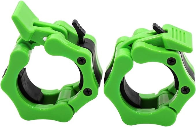 2 inch Olympic Barbell Clamps for Weightlifting (Green)