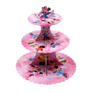Pink Mouse Cupcake Stand, Minnie Themed BirthdayParty Supplies for Kids Girls Birthday Party Baby Shower, 3-Tier Dessert Cupcake Stand Birthday Party Decoration