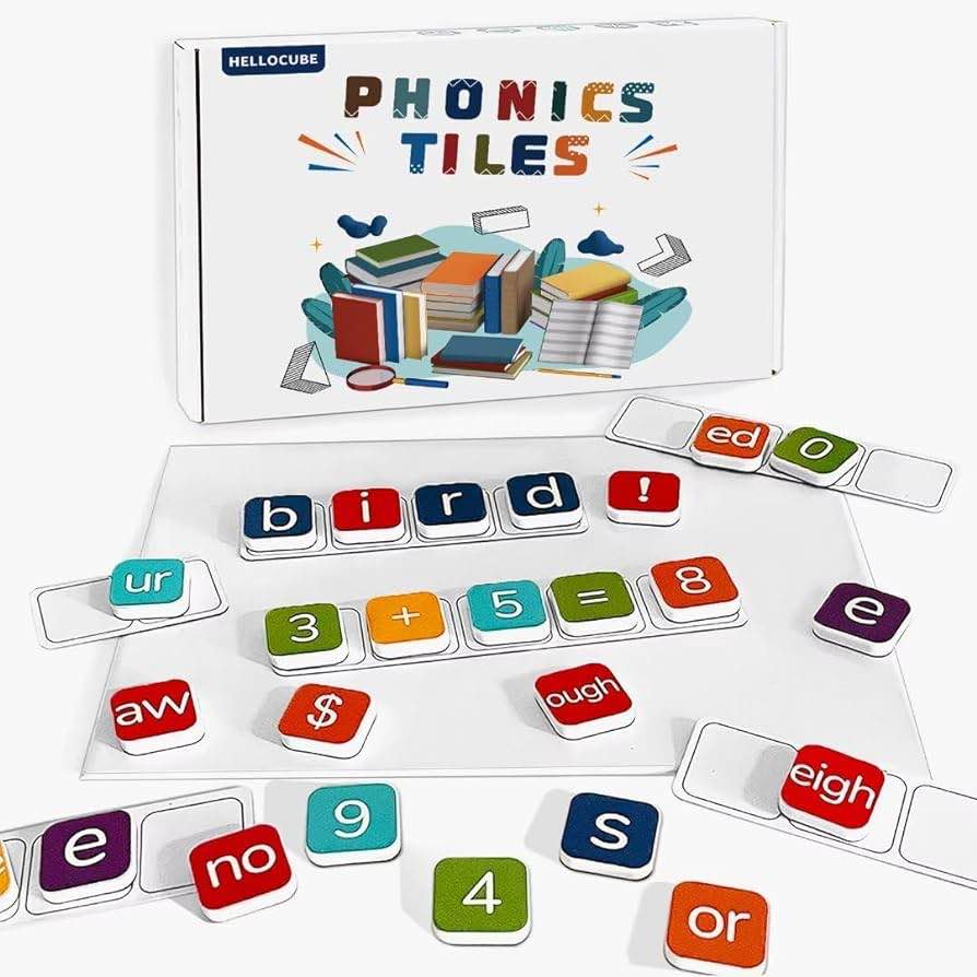 Hellocube Phonics Classroom Magnetic Letters with Side Magnet Board and Sound Boxes, Numbers for Toddlers for Kids Spelling and Learning