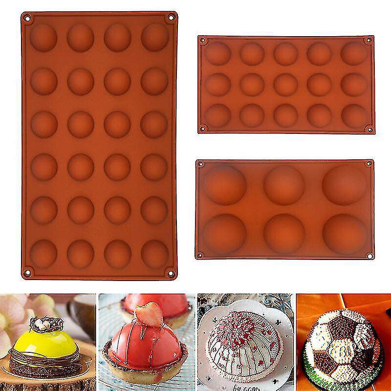 Nother Chocolate Silicone Mold, Hemispherical Silicone Baking Mold Set, Hemispherical Silicone Mold for Making Chocolate, 6/15 /24 Hole Semicircular Mold Set