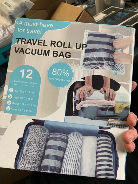 Vacuum Storage Bags for Travel Essentials, Vacuum Sealed Bags for Clothing Save Backpack Space, Travel Accessories Suitable for Clothes, Clothing, Pillows, Quilts, Blankets Sealed Bags (12Pack)