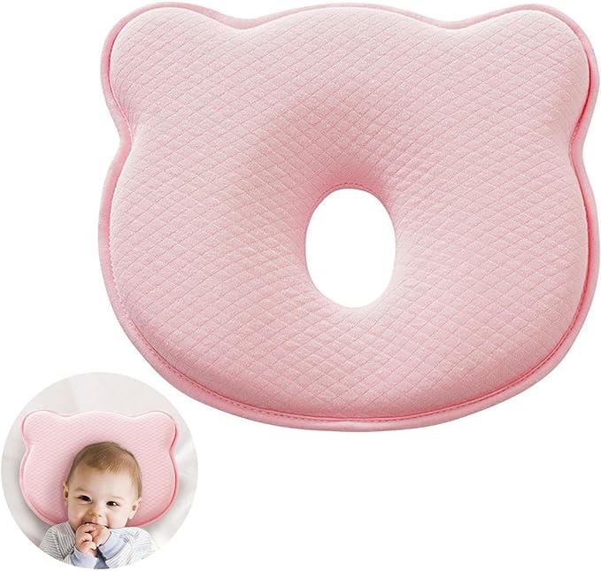 BVVLI Upgraded Memory Cotton Children's Pillow, Cartoon Bear Shaped Pillow, Soft and Comfortable Children's Pillow for Sleeping and Decoration, Easy to Carry, Suitable as a Gift for Your Child (Pink)