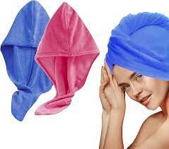 timnôw Microfiber Hair Towel Wrap - Super Absorbent Turban Head Wrap for Rapid Drying for All Hair Types - 10” x 26” Hair Towel w/Button - Hair Care Gift Box for Girls/Women (Pack of 2)