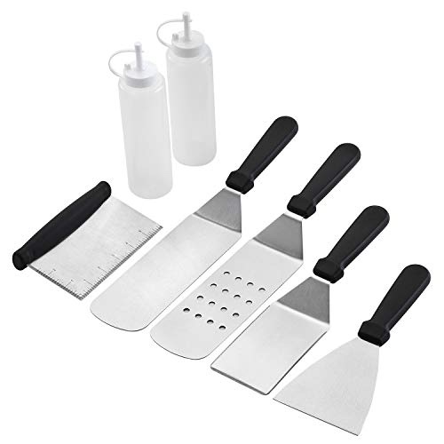 Rayality Supplies 8Pc Professional Griddle Accessories Kit-Grill Spatula Set for Grill Griddle Hibachi Flat Top Outdoor-Cooking Commercial Grade -Great Grill Gift on Birthday Day