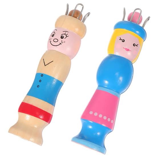EXCEART Wooden Knitting Loom 2pcs French Knitter Tool Knitting Spool Cartoon Doll Shape Wood Knitting Tool Yarn Wool Bead Jewelry Maker for DIY Weaving Knitting Carfts Supplies Crocheting