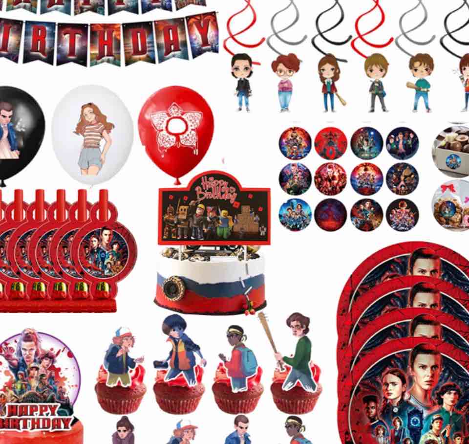 Stranger Things-themed Disposable Cutlery Plates Fan Birthday Decoration Dessert Table Party Decoration Supplies