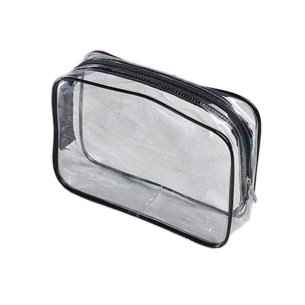 HENXING 12PCS Clear Toiletry Bags, Makeup Bags for Portable Traveling, Clear Cosmetic Bags for Women Men, Waterproof Organizer Bags for TSA Approved Carry on Airport Airline Compliant (Black, Medium)