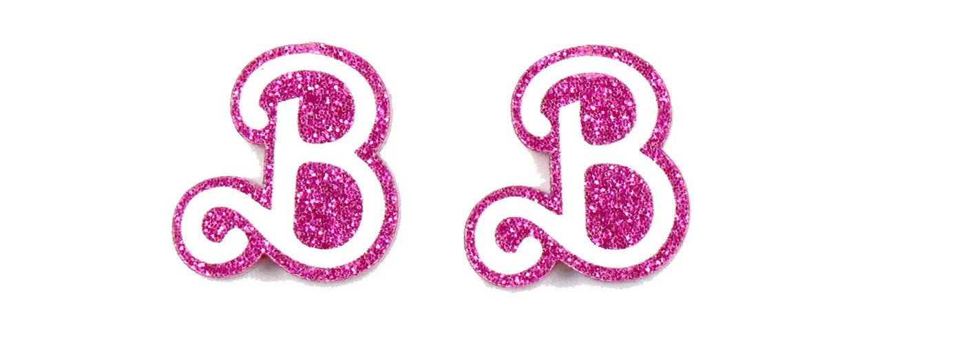 Bar Bie Earrings B Letter Barbi Accessories For Girls Women Bar-Bie Party Favors Supplies My First Bar Bie Movie Merch Bar Bie Costume Bar Bie Outfit Dress For Girl Women