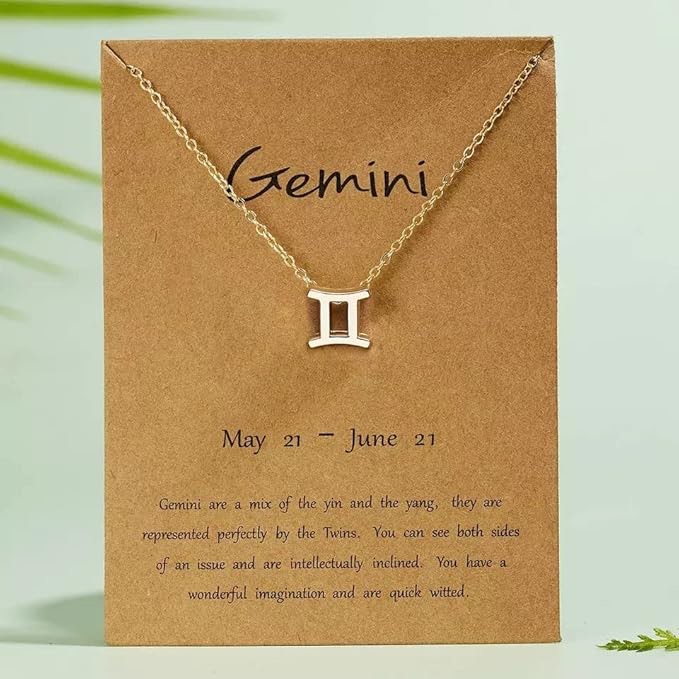 Elegant 12 Zodiac Sign Necklace Pendants Charm Gold Chain Choker Astrology Horoscope Necklaces, Gift