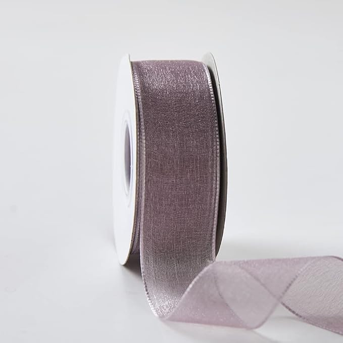 JingleStar Decorative Accessories 1 Inch Sheer Chiffon Ribbon Perfect for Crafts Hair Bows Gift Wrapping Wedding Party Decoration and More (Purple)