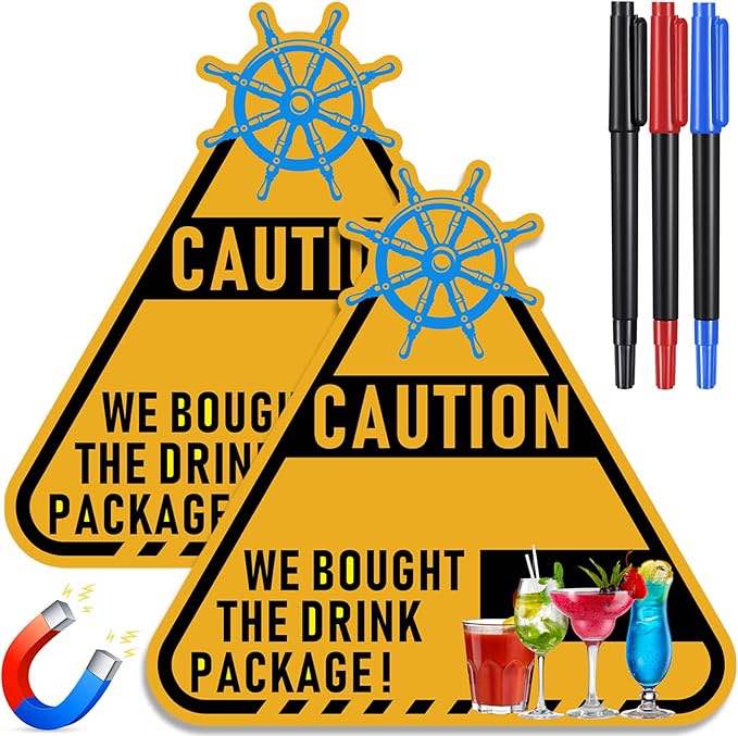2 pieces of large cruise door decoration with 3 paint pens, personalized mobile cruise door magnets for decoration for carnival cruise door or estateroom (triangular)